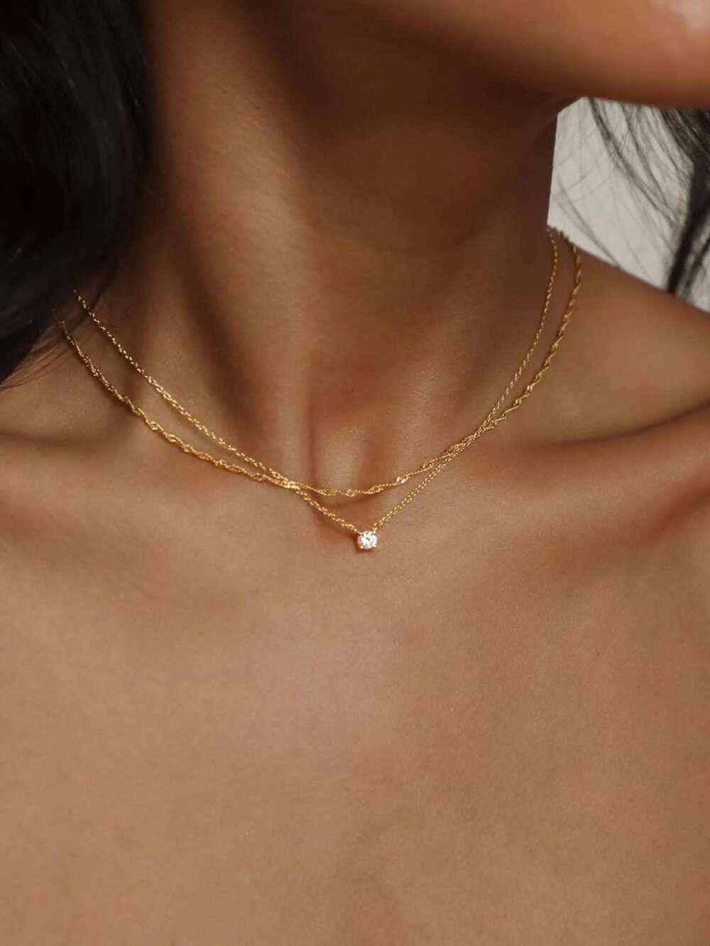 Dainty 14k Gold Plated/Silver Cubic Zirconia Necklaces for Women, Simple CZ Jewe - Picture 8 of 9